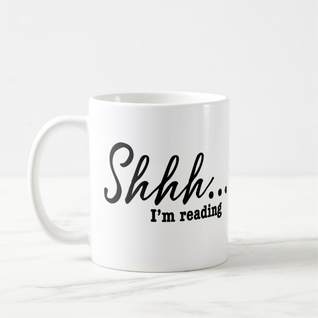 Taza De Café Shhh... estoy leyendo - Moderno (Izquierda)