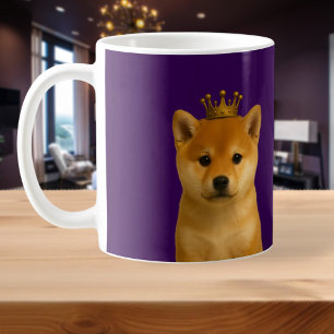Taza De Café Shiba Inu Cachorro en la corona de oro