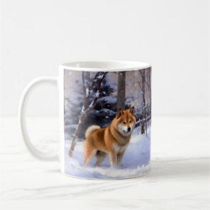 Taza De Café Shiba Inu Deja que nieve Navidad