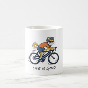 Taza De Café Shiba Inu montando bicicleta