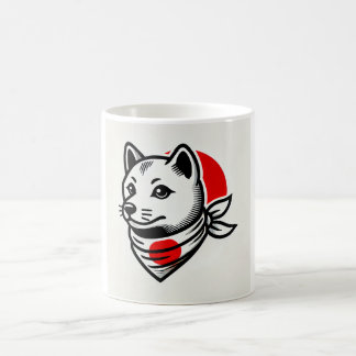 Taza De Café Shiba Inu Mug with Japanese Flag Scarf