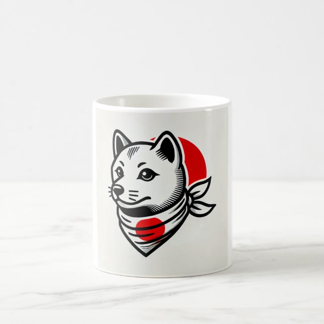 Taza De Café Shiba Inu Mug with Japanese Flag Scarf (Centro)