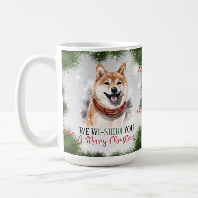 Taza De Café Shiba Inu Navidades graciosos de Perro café Mug (Izquierda)