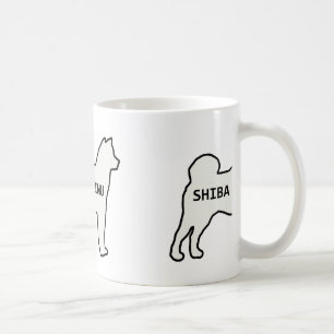 Taza De Café Shiba Inu nombre silhouette crema