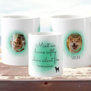 Taza De Café Shiba Inu personalizado en verde menta acuarela 