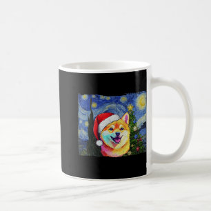 Taza De Café Shiba Inu Santa Hat Navidades de arte nocturno Sta