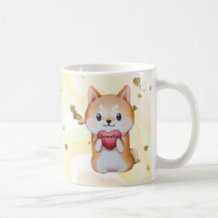 Taza De Café Shiba Inu sosteniendo un corazón