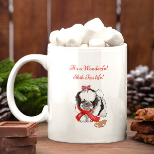 Taza De Café Shih Tzu adorable y desordenada con juguete de pan