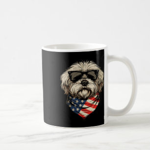 Taza De Café Shih Tzu Americano Patriota Bandera De Estados Uni