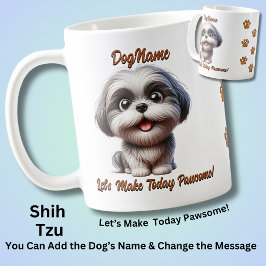 Taza De Café Shih Tzu - Añadir nombre de perro, cambiar texto