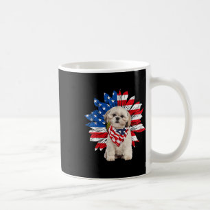 Taza De Café Shih Tzu Bandera Estadounidense Sunflower Dog Aman
