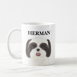 Taza De Café Shih Tzu blanco y negro personalizado