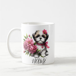 Taza De Café Shih Tzu Coffee Mug - Cachorro con regalo de flore