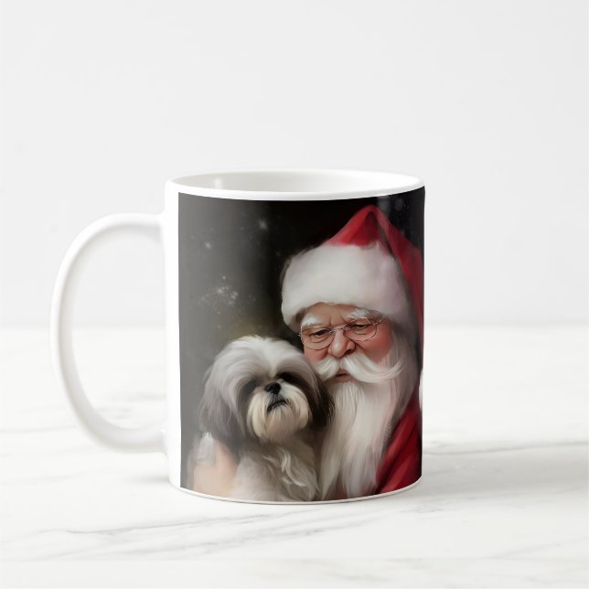 Taza De Café Shih Tzu Con Navidades festivos de Santa Claus (Izquierda)