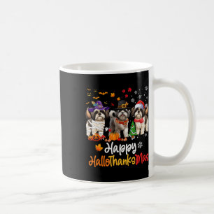 Taza De Café Shih Tzu Dog Halloween Navidades Felices Hallograc