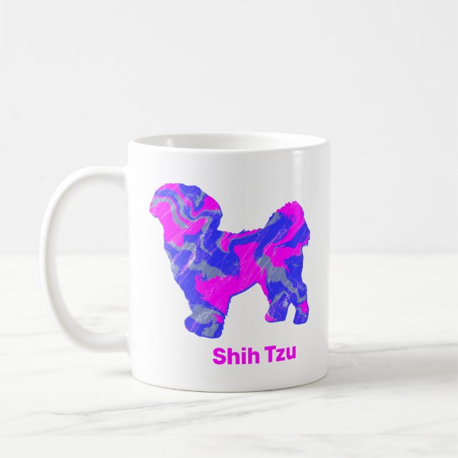 Taza De Café Shih Tzu Dog Silhouette Crazy Hot Pink (Izquierda)