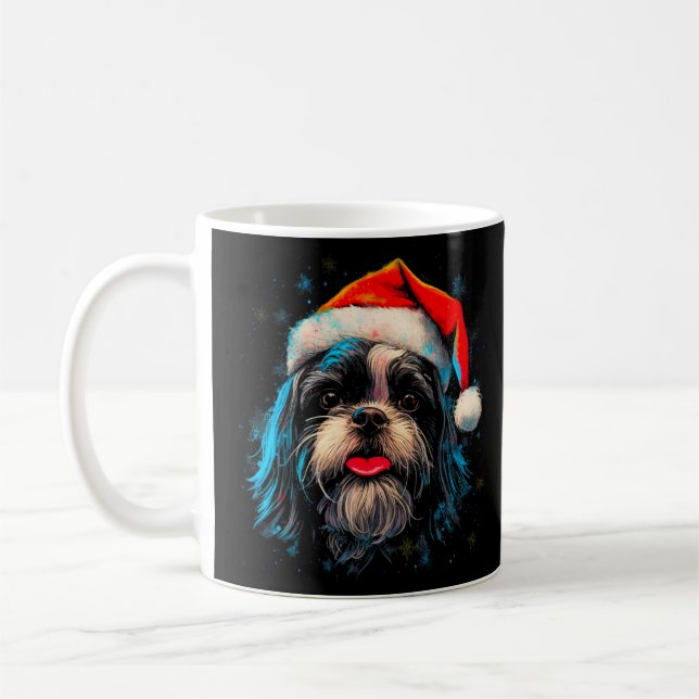 Taza De Café Shih Tzu Dog Xmas (Izquierda)