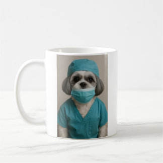 Taza De Café Shih Tzu en uniformes quirúrgicos