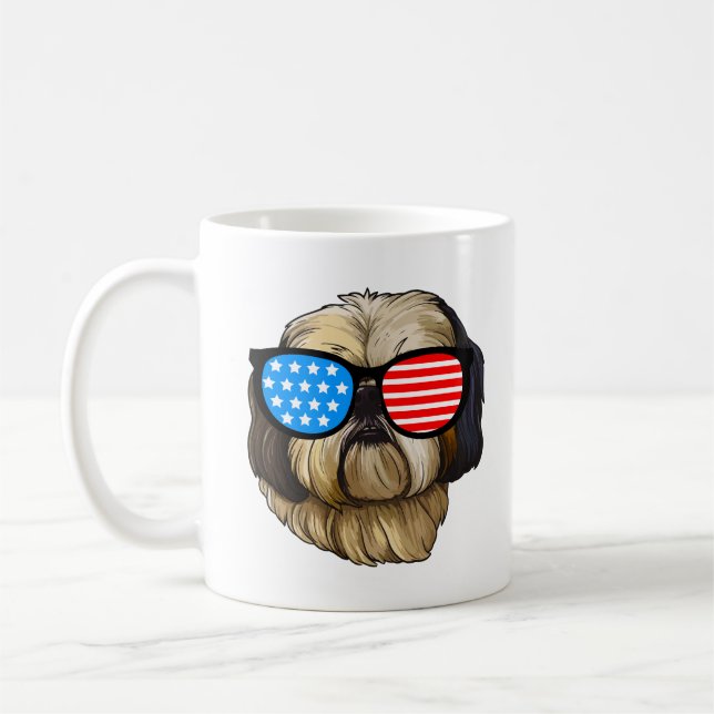 Taza De Café Shih Tzu Patriótico (Izquierda)
