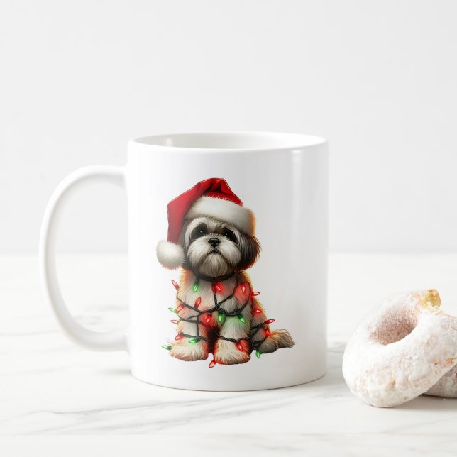 Taza De Café Shih Tzu Perro Navidades de Cachorros (Con donut)