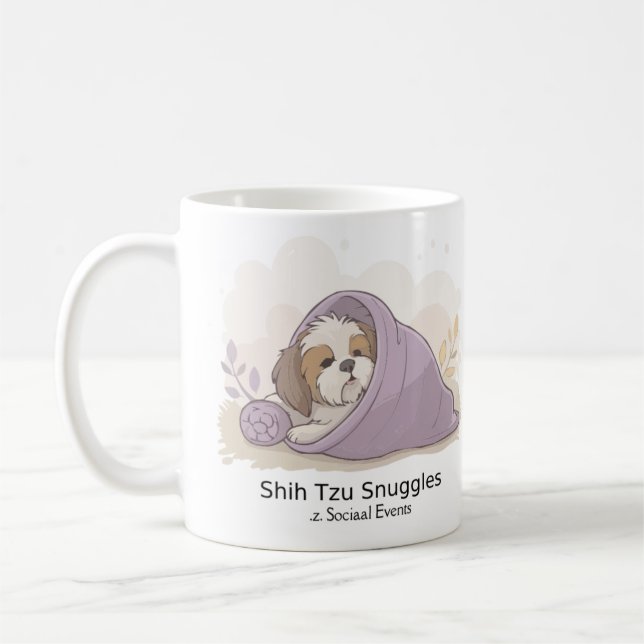 Taza De Café Shih Tzu Snuggles Mug – Cute Cozy Dog Lover Gift (Izquierda)