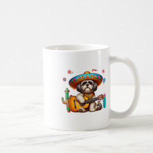Taza De Café Shih Tzu Sombrero Guitarra Mexicana Cinco De Mayo