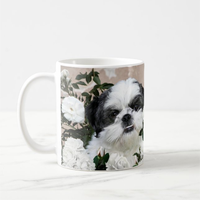 Taza De Café Shih Tzu y rosas (Izquierda)