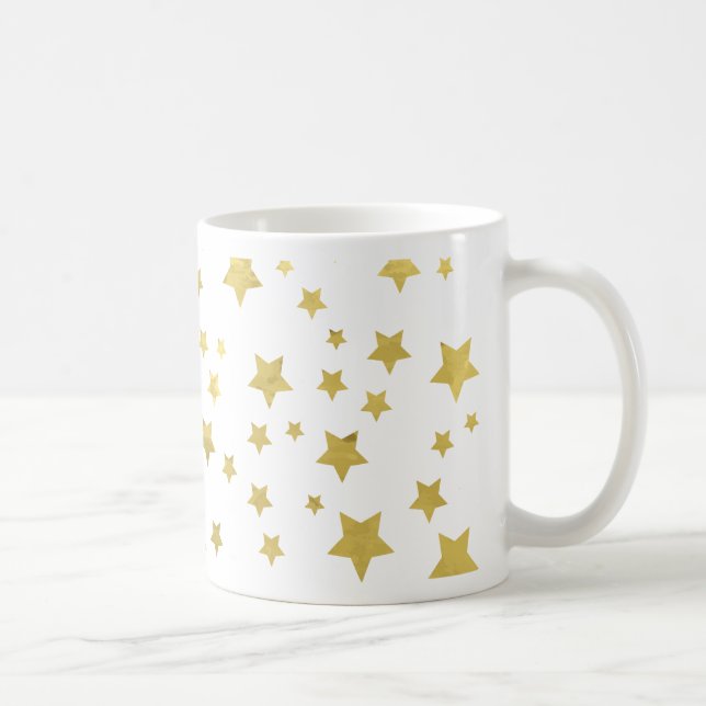 Taza De Café Shimmery Goldstars Patrón de estrella dorada (Derecha)