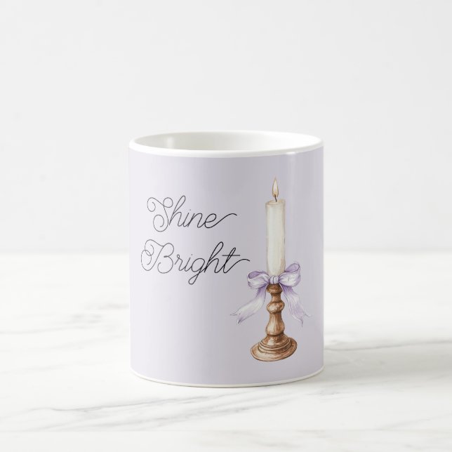 Taza De Café Shine Bright Lavender Bow White Gold Candle (Centro)