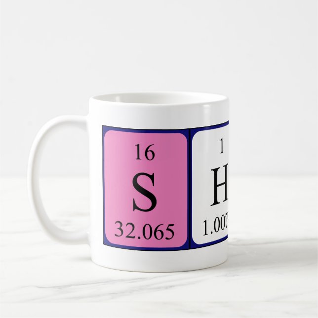 Taza De Café Shirin nombre de tabla periódica mug (Izquierda)