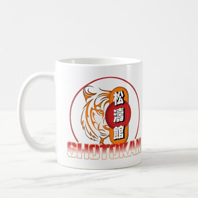 Taza De Café Shotokan Karate Sensei Mug | Tigre y kanji (Izquierda)