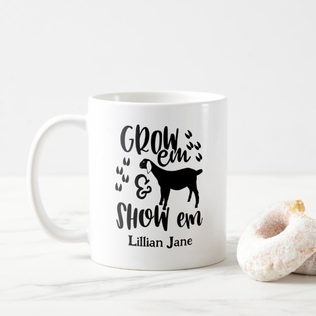 Taza De Café Show Goat Custom Name (Con donut)