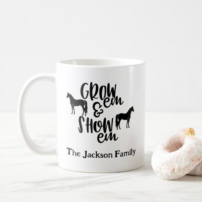 Taza De Café Show Horse Custom Name (Con donut)
