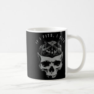 Taza De Café Si cabe siéntate Cráneo de gato negro Humor de mem