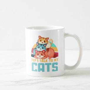 Taza De Café Sí, hablo con el diseño de un gato de trío adorabl