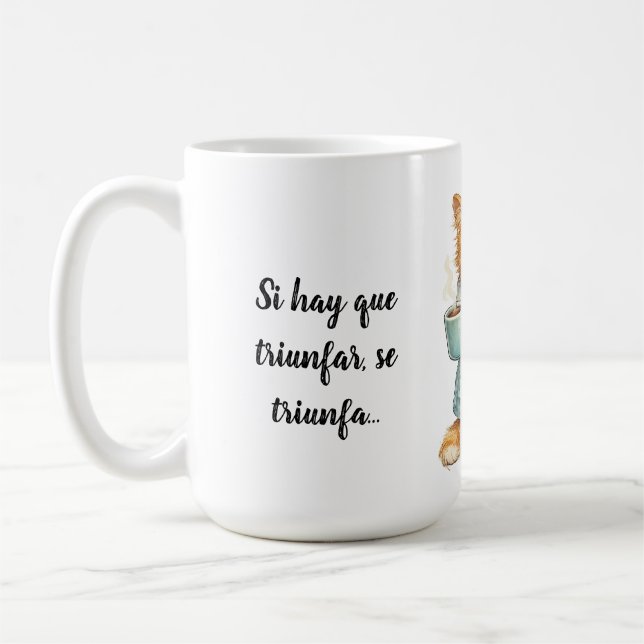 Taza De Café Si Hay Que Triunfar Grumpy Orange Cat Custom Quote (Izquierda)