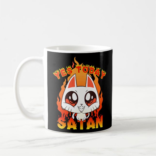 Taza De Café Sí Hoy Satanás oculta un gato satánico (Izquierda)