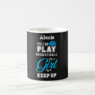 Taza De Café Sí, Juego Baloncesto Como Una Chica Azul