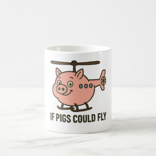 Taza De Café Si los cerdos pudieran volar - helicóptero