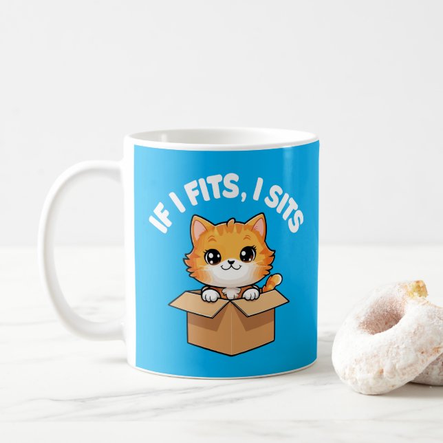 Taza De Café Si Me Encaja, Me Siente Gato Fundido (Con donut)