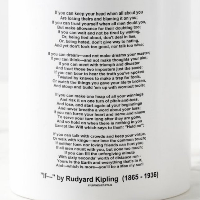 Taza De Café Si Poema De Rudyard Kipling (Poema Inspirador) (Infamous and immortal poem "If-" by Rudyard Kipling on this mug)