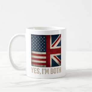 Taza De Café Sí, soy ambas banderas estadounidense y británica 