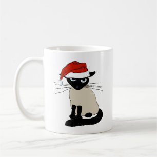 Taza De Café Siamés Santa - Gato divertido de Navidad