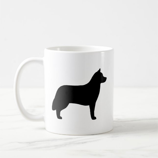 Taza De Café Siberian Husky Dog Rama Silhouettes (Izquierda)