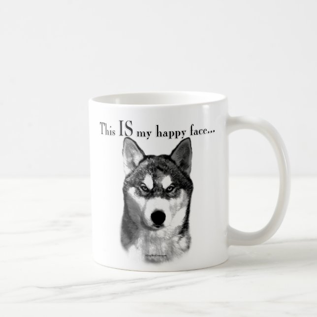 Taza De Café Siberian Husky Happy Face (Derecha)