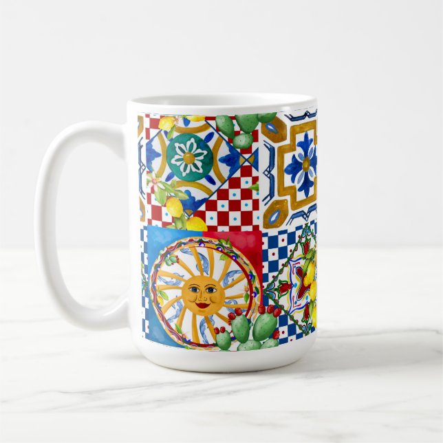 Taza De Café Sicilia, mayólica, azulejos, limones   (Izquierda)