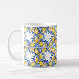 Taza De Café Sicilian Lemon Tiles Pattern Mediterranean Dolce 