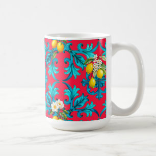 Taza De Café siciliano, verano, limón, mosaico, rosa,