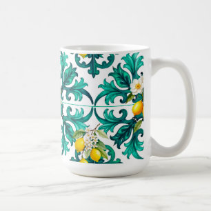 Taza De Café siciliano, verano, limón, mosaico, verde,