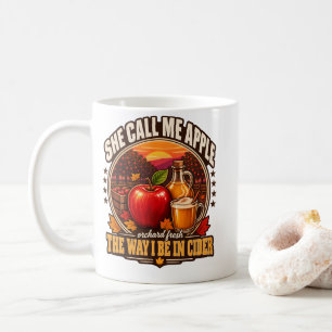 Taza De Café Sidra de manzana Ella me llama manzana La forma en